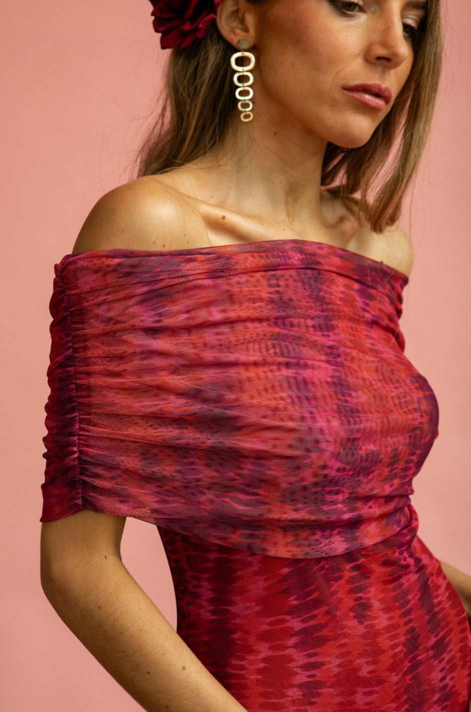 MERLINA - LONG DRESS WITH BARDOT NECKLINE
