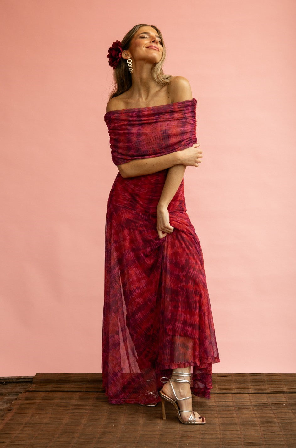 MERLINA - LONG DRESS WITH BARDOT NECKLINE