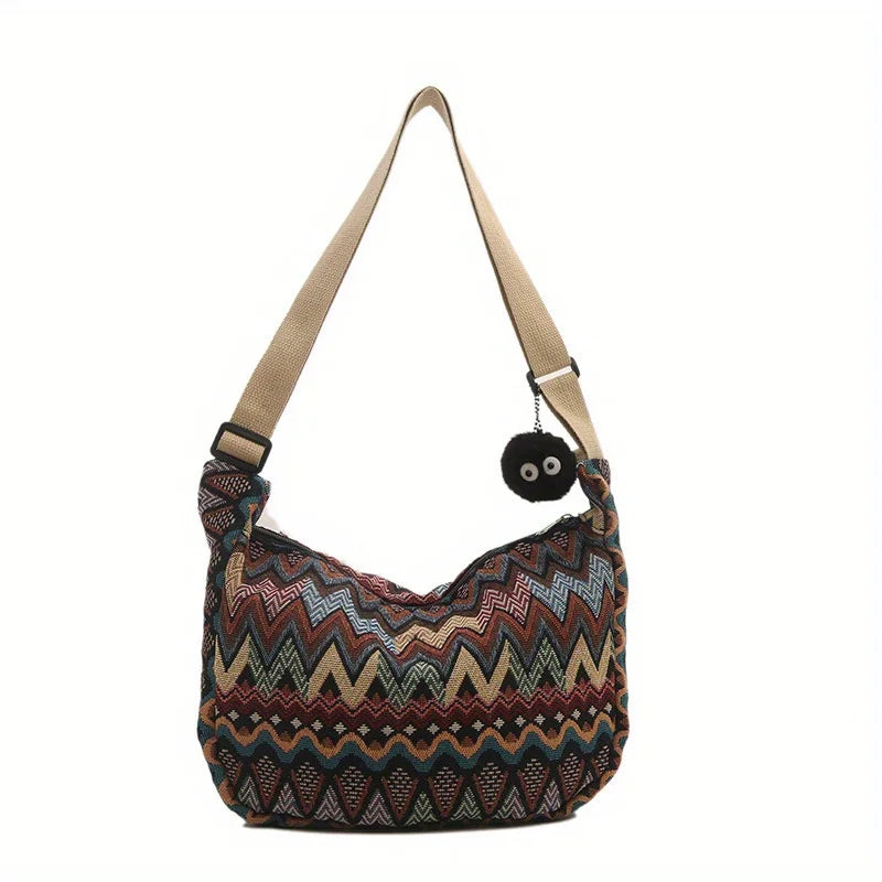Lola | Bolsa Cruzada de Lona con Diseño de Ondas