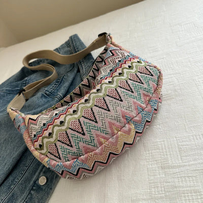Lola | Bolsa Cruzada de Lona con Diseño de Ondas