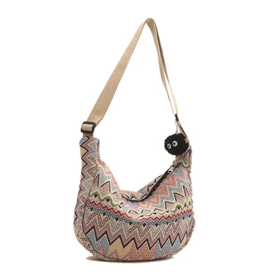 Lola | Bolsa Cruzada de Lona con Diseño de Ondas