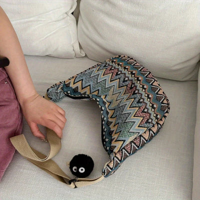 Lola | Bolsa Cruzada de Lona con Diseño de Ondas