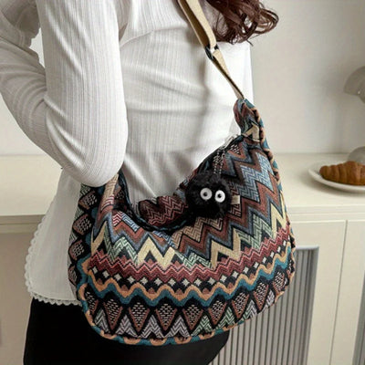 Lola | Bolsa Cruzada de Lona con Diseño de Ondas