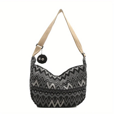 Lola | Bolsa Cruzada de Lona con Diseño de Ondas