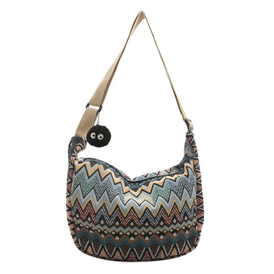 Lola | Bolsa Cruzada de Lona con Diseño de Ondas